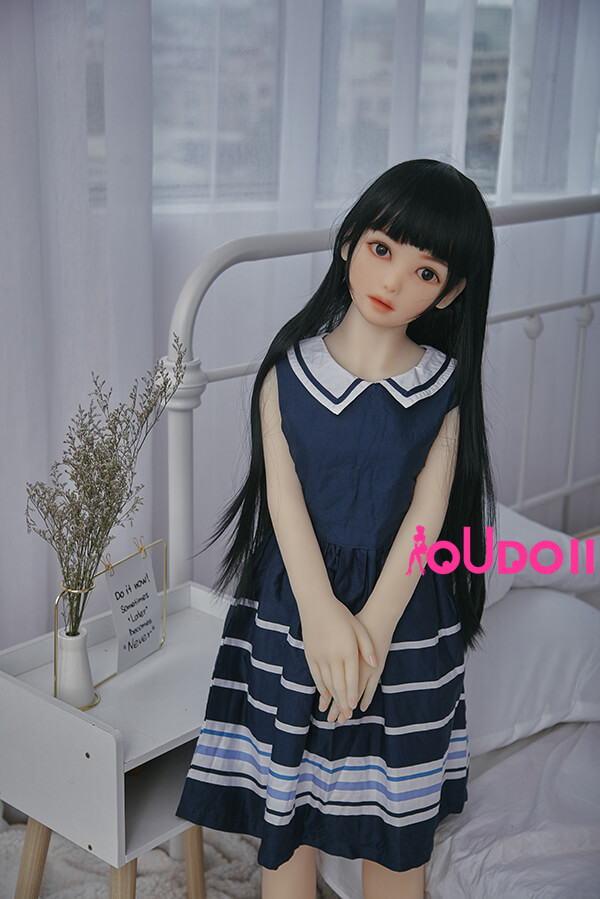 tiny sex doll-Black Long Hair Small Tits Mini Sex Doll Gracelyn 132cm 4ft 3-01